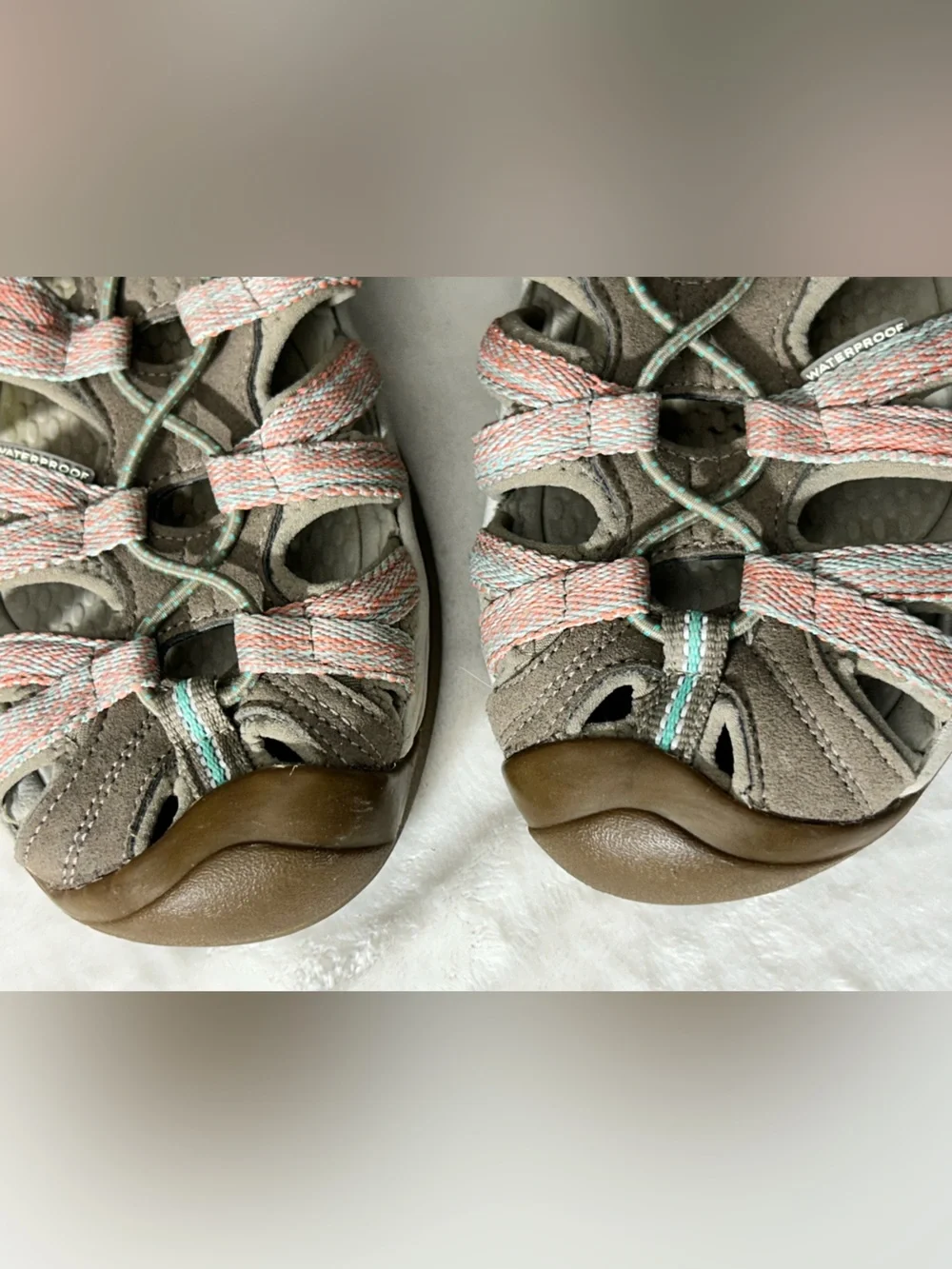 Keen Whisper Women's Taupe Salmon Teal Outdoor Waterproof Strap Sandals Size 10 - Picture 2 of 10